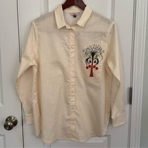 The Kit Tree Print Cotton Button Down Blouse